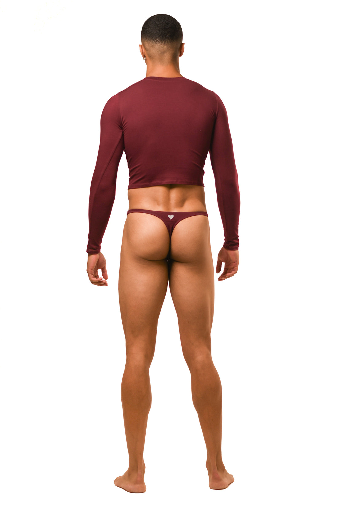 Dark Red Long Sleeve Gabriel Thong Set
