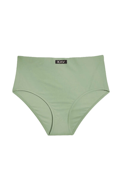 Olive Green Swim Minimal High Waist Bottom