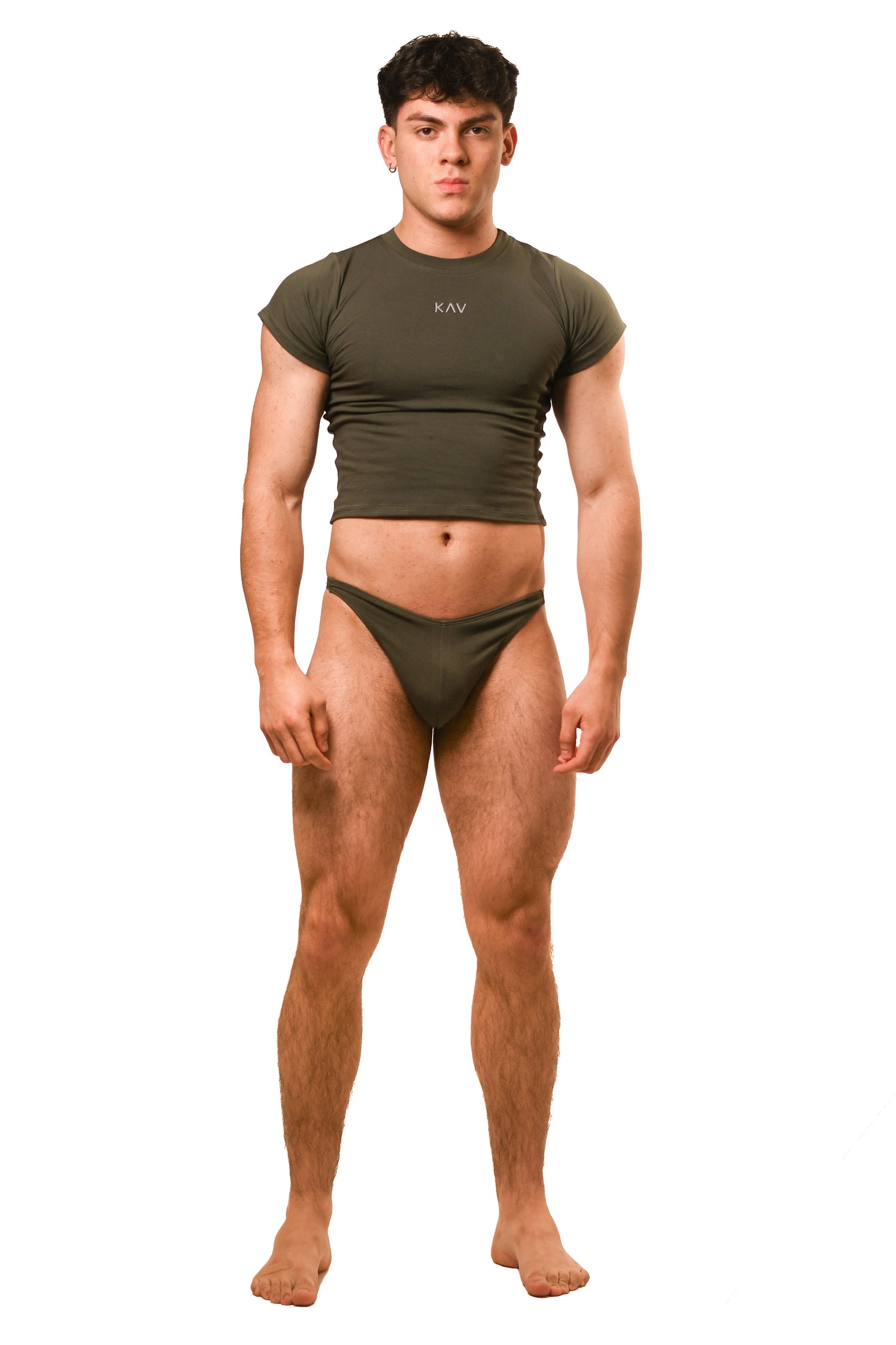 Dark Green Baby Tee Thong Set