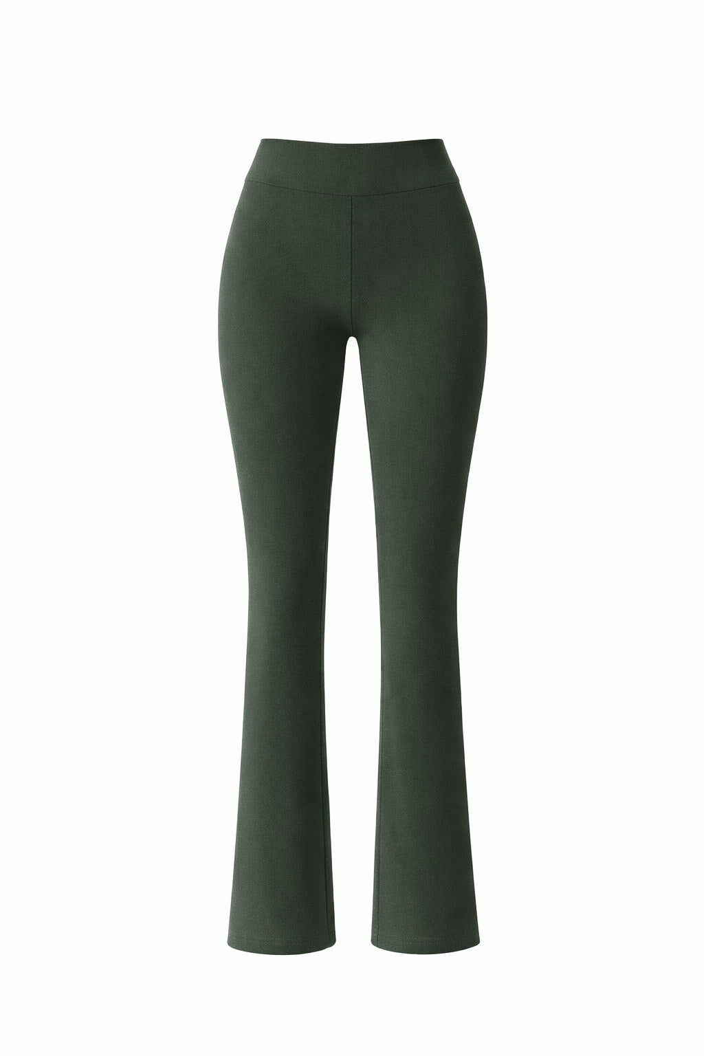 Dark Green Basic Straight-Cut Cotton Jersey Leggings