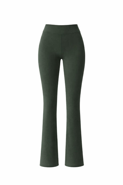 Dark Green Basic Straight-Cut Cotton Jersey Leggings