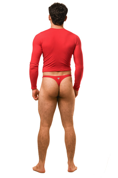 Red Long Sleeve Gabriel Thong Set