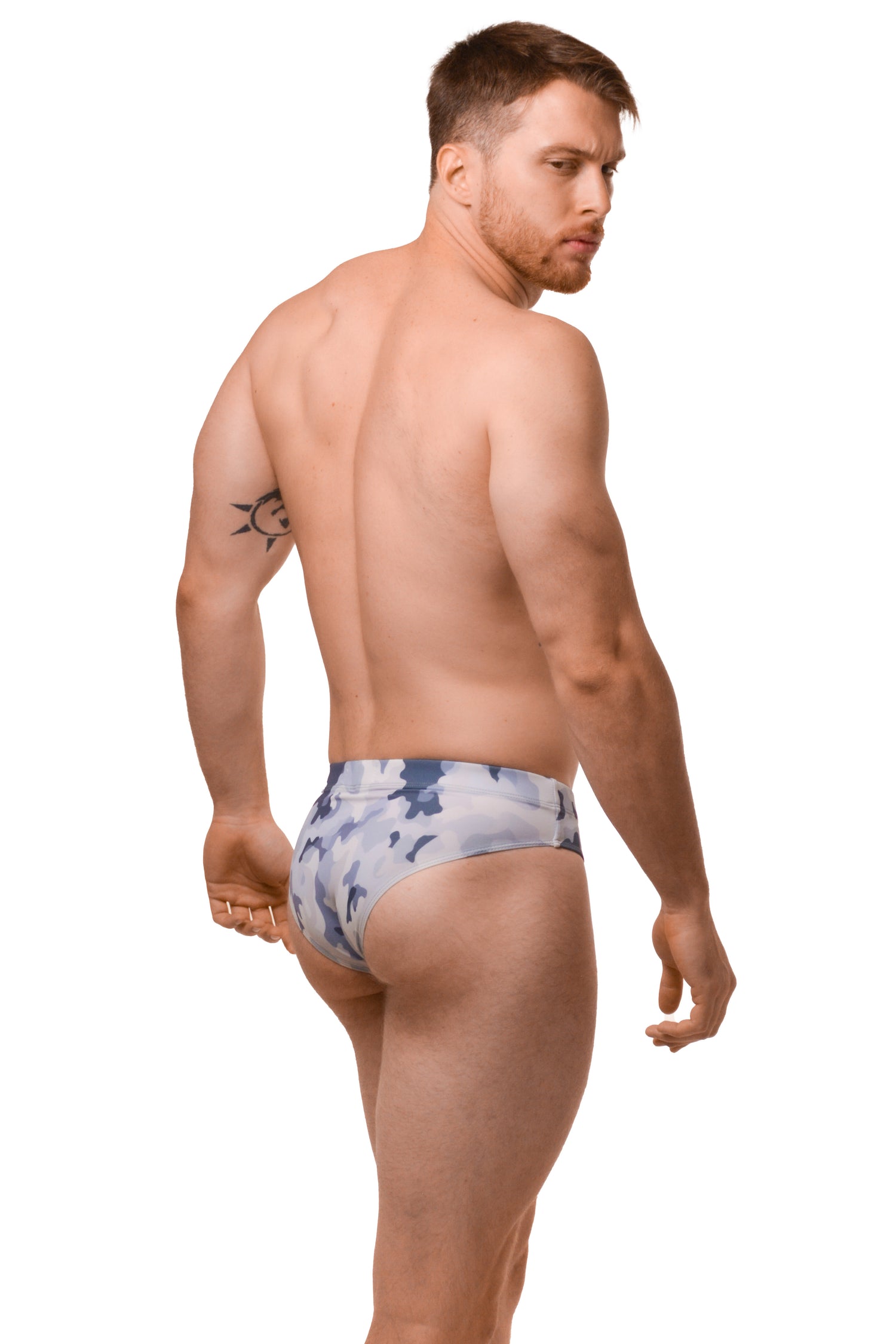 Gray Camo Minimal Swim Brief