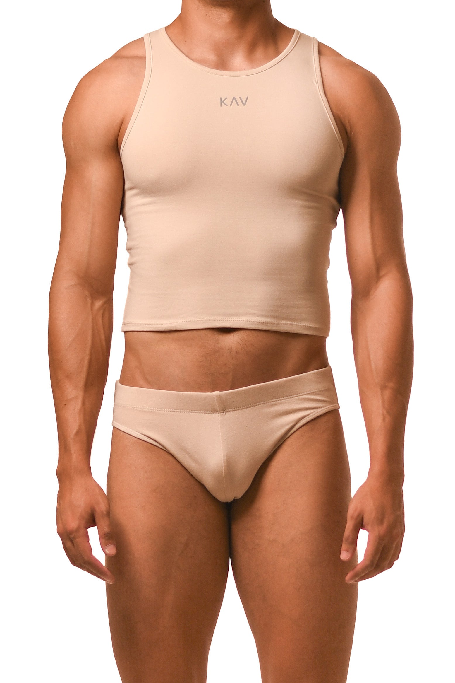 Beige Tank Brief Set
