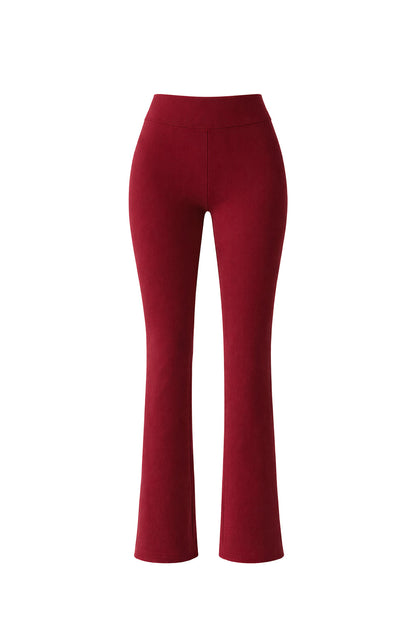 Dark Red Basic Straight-Cut Cotton Jersey Leggings