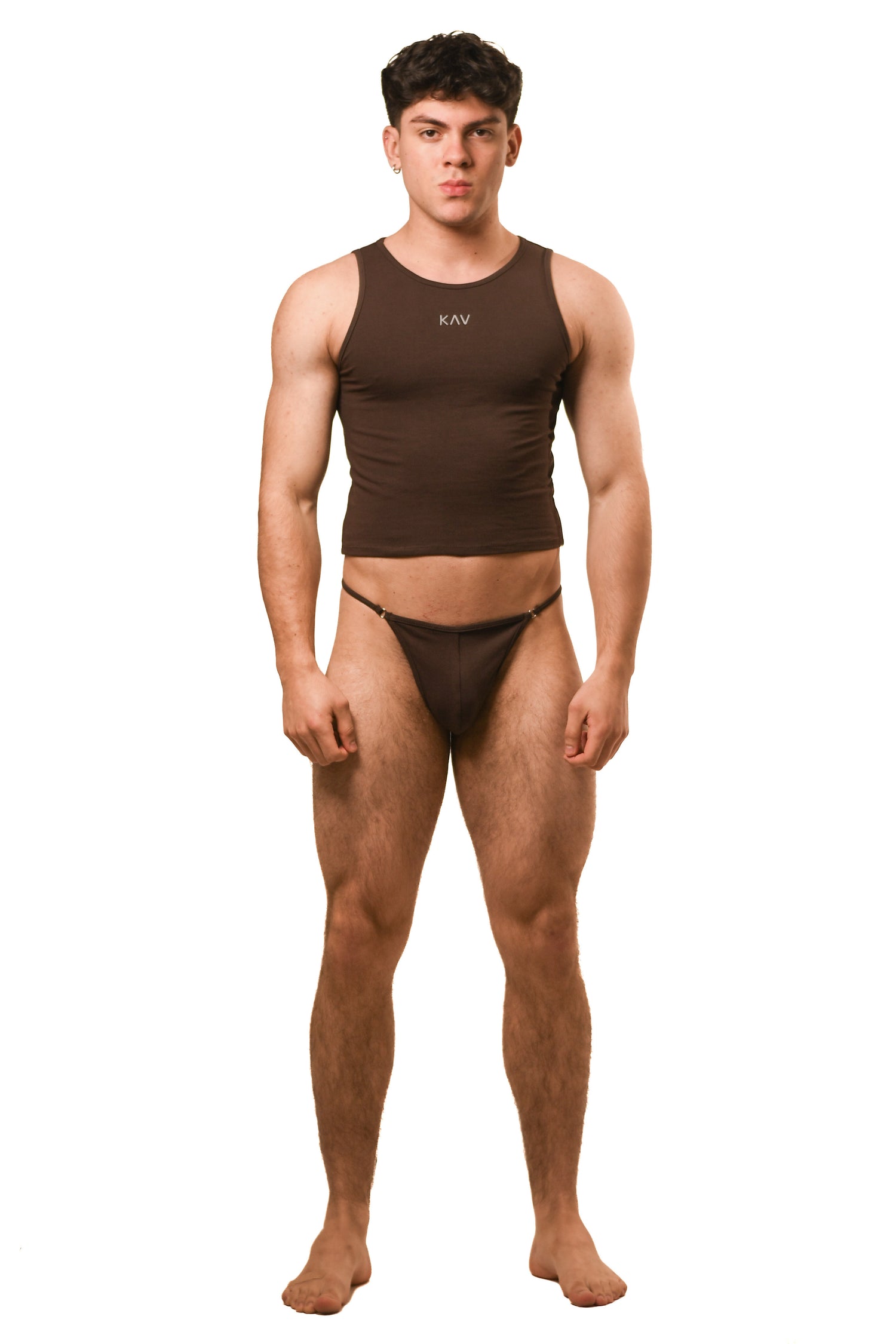 Hot Brown G- String Cotton Jersey Set