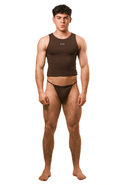 Hot Brown G- String Cotton Jersey Set