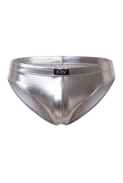 Metallic Silver Minimal Swim Brief