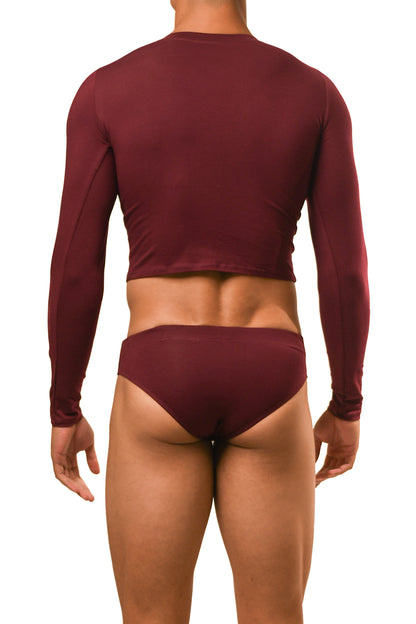 Dark Red Long Sleeve Magnet Brief Set