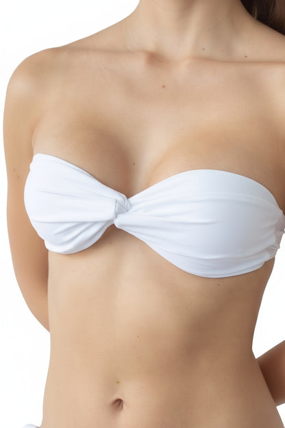 White Tie Strapless Bikini Top