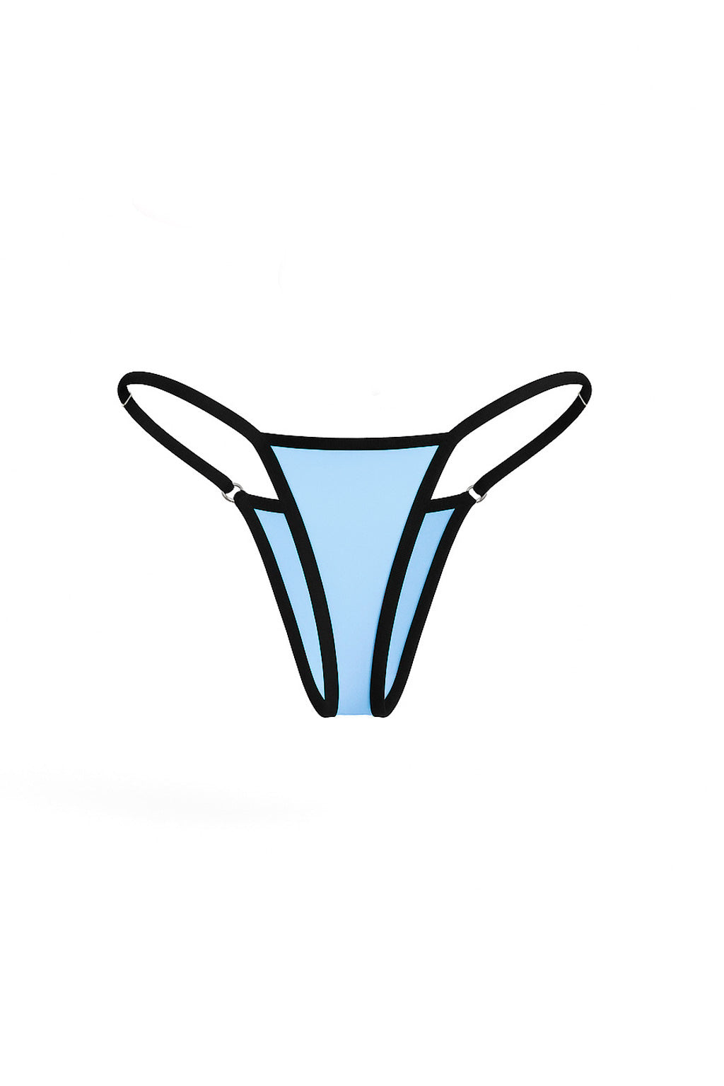 Baby Blue Contrast Trim Embroidery Bikini Bottom