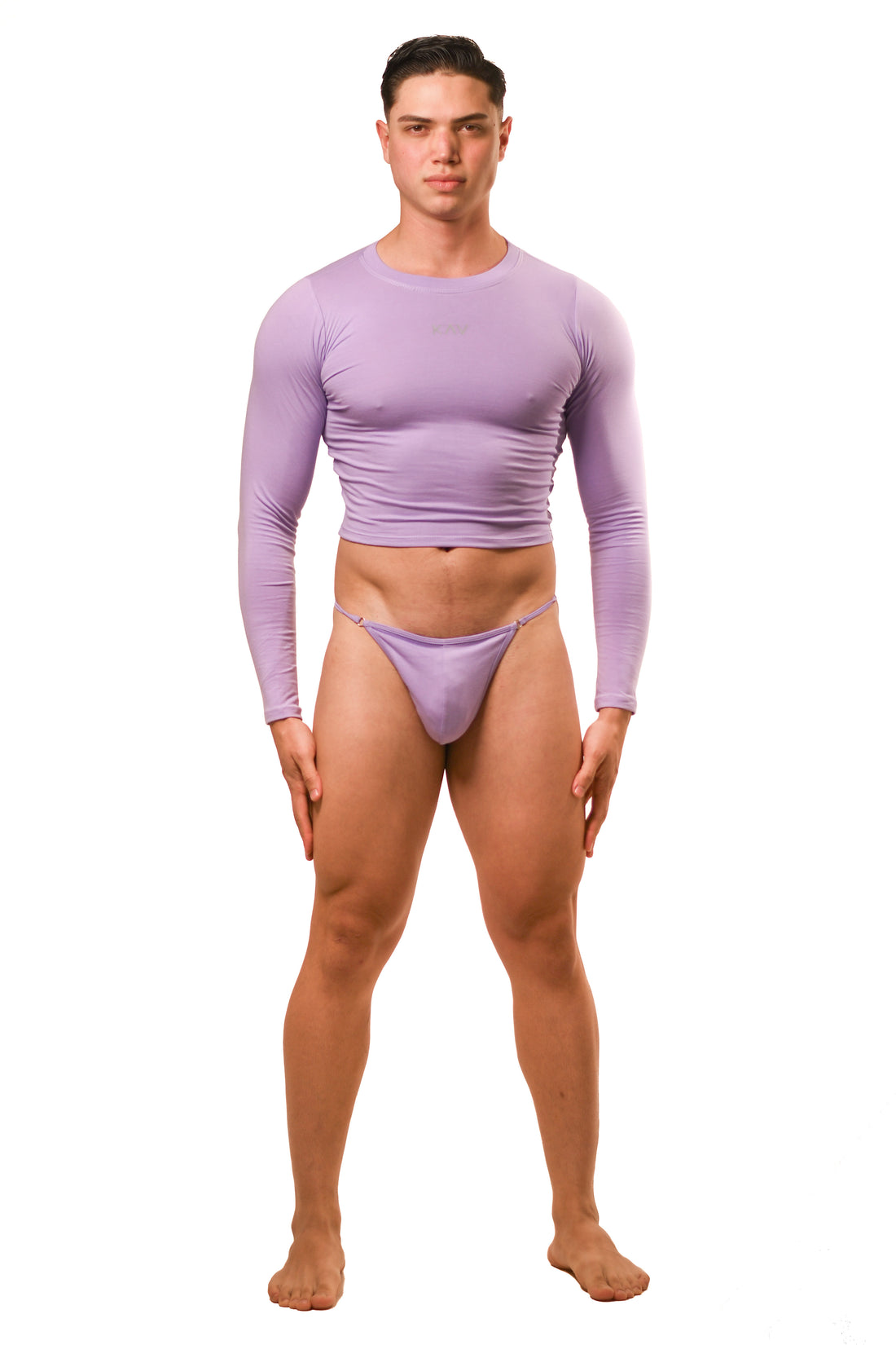 Lilac Long Sleeve Magnet G-String Set