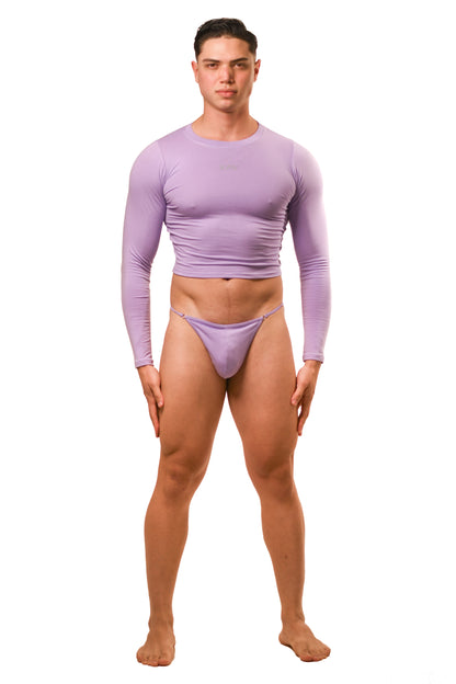 Lilac Long Sleeve Magnet G-String Set