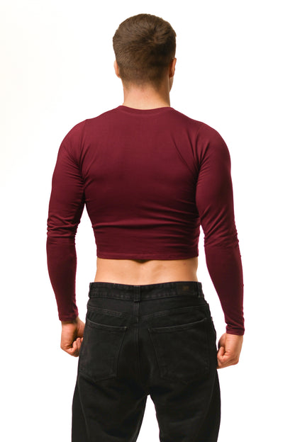 Dark Red Long Sleeve Magnet Top