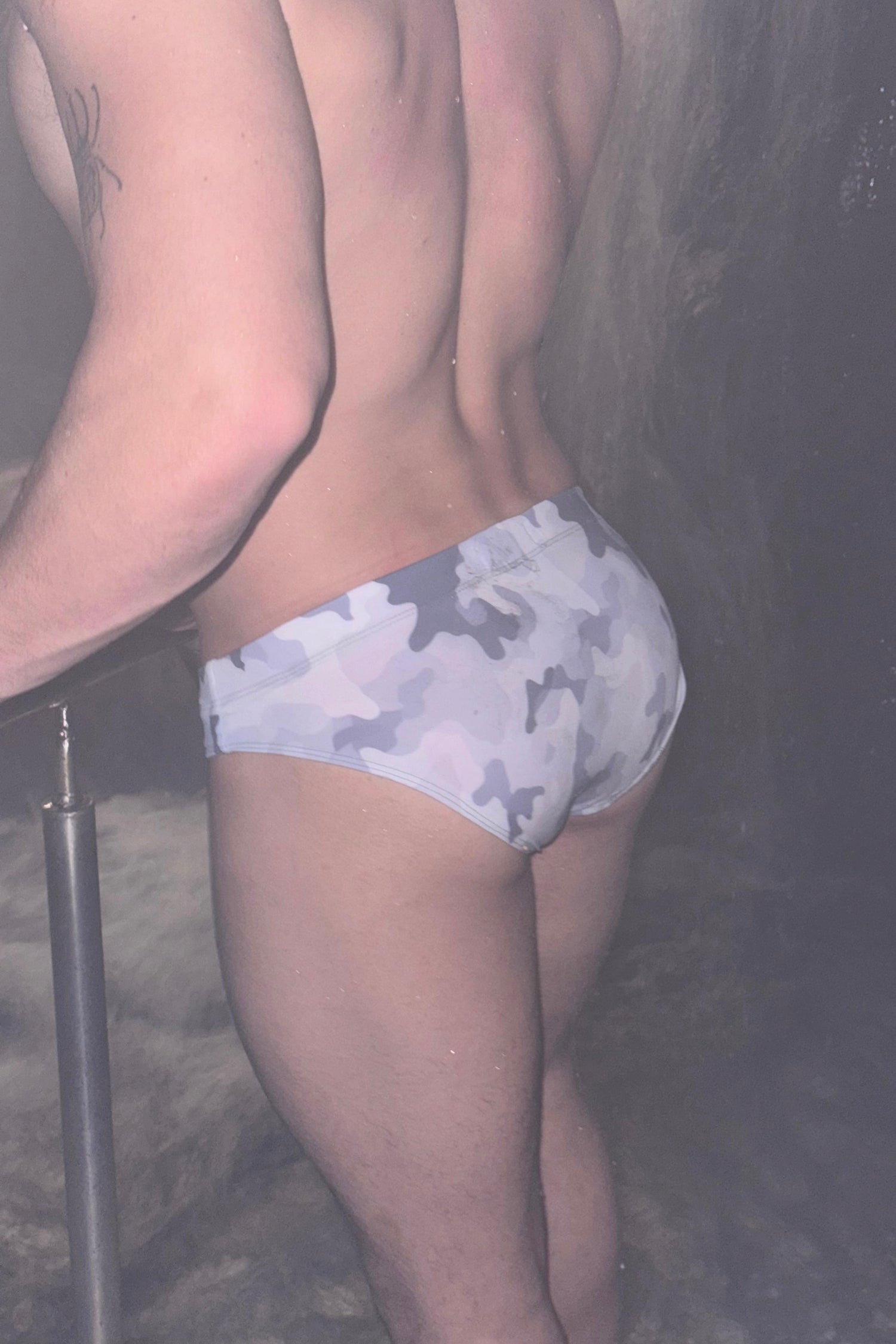 Gray Camo Minimal Swim Brief