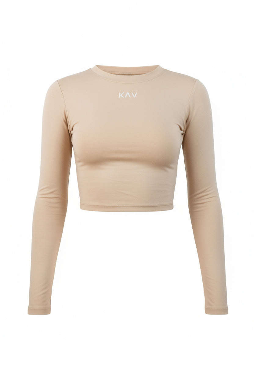 Beige Long Sleeve Magnet Top