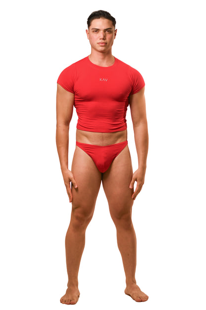 Red Baby Tee Thong Set