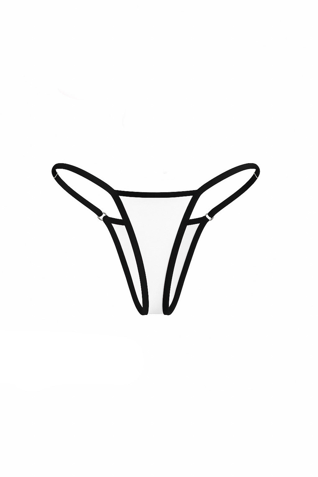 White Contrast Trim Embroidery Bikini Bottom