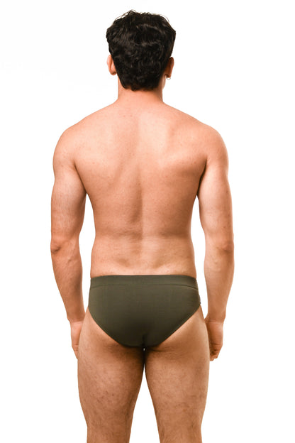 Dark Green Cotton Jersey Men Brief