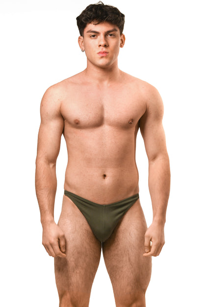 Dark Green Cotton Jersey Men Thong