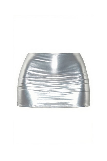 Silver Metallic Mini Skirt