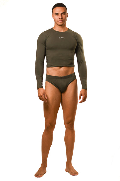 Dark Green Long Sleeve Magnet Brief Set