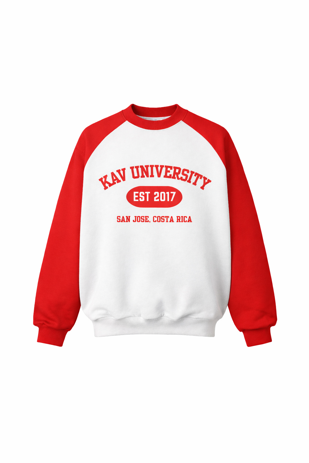 White Raglan University Sweater