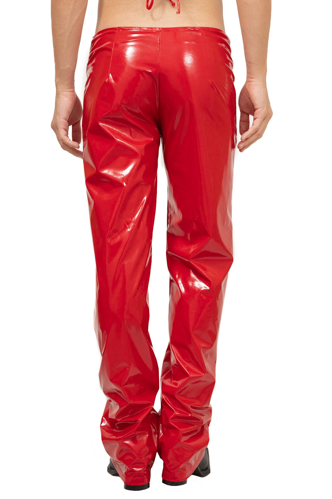 Pantalón de encaje de látex rojo 