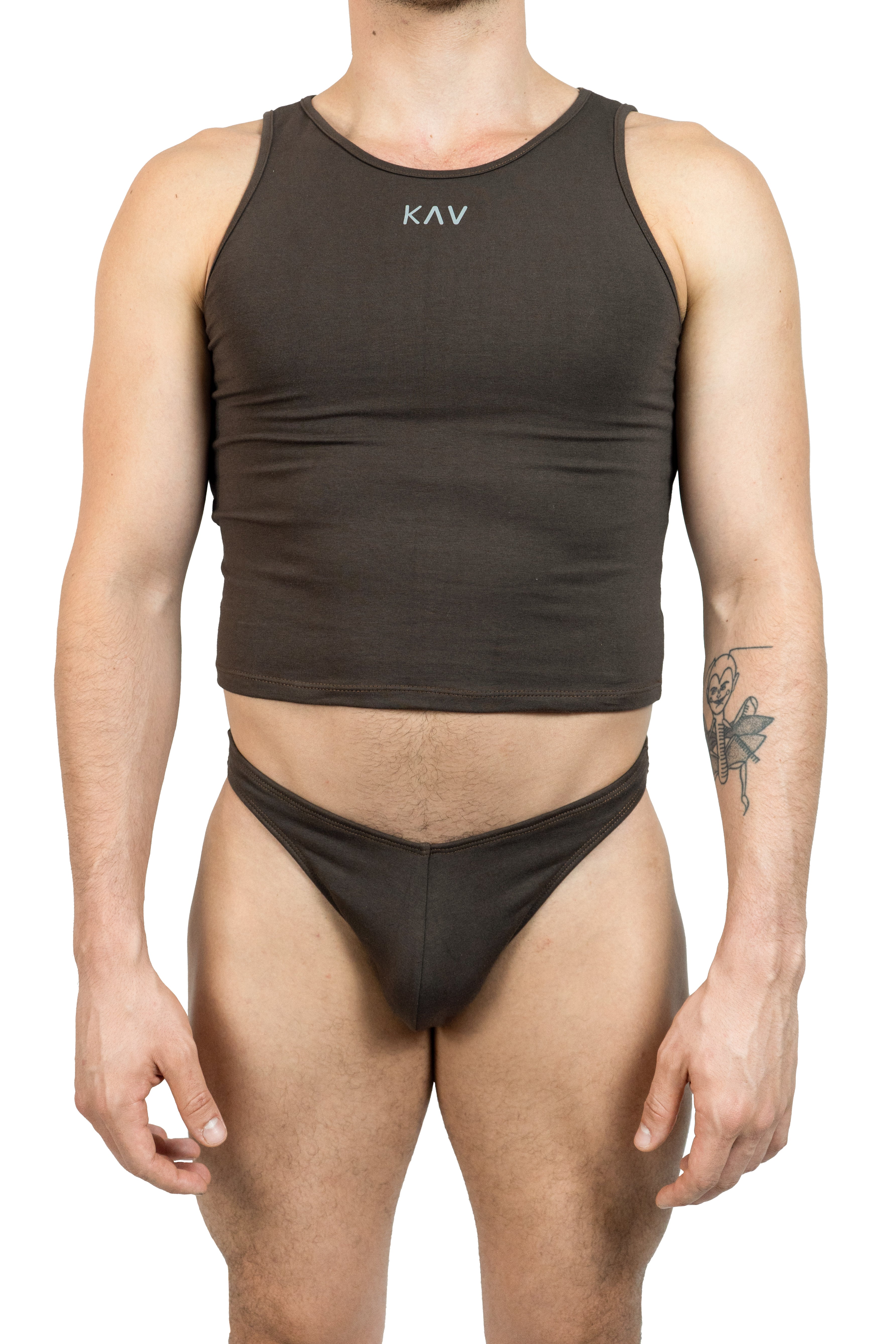 Hot Brown Cotton Jersey Men Thong