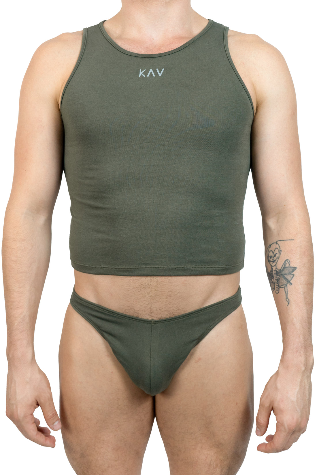 Dark Green Cotton Jersey Men Thong