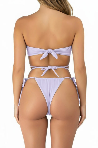 Lilac Loop Tie Strapless Two Piece Bikini