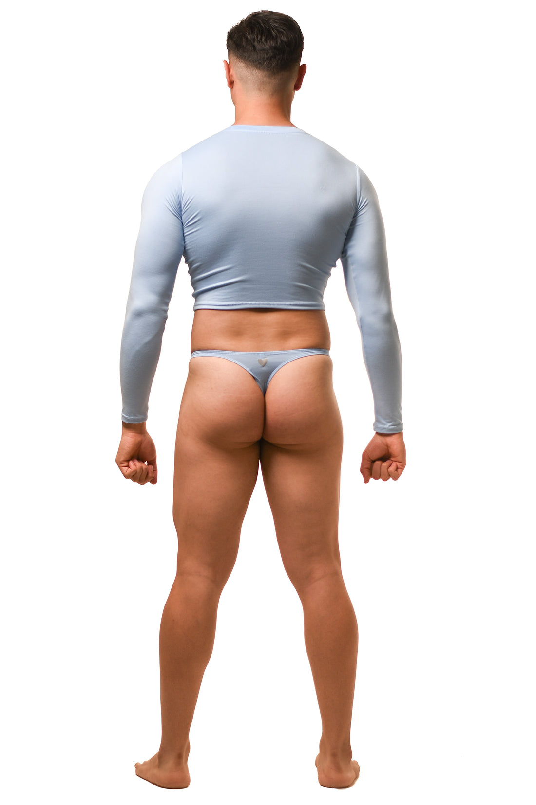 Baby Blue Long Sleeve Magnet Thong Set