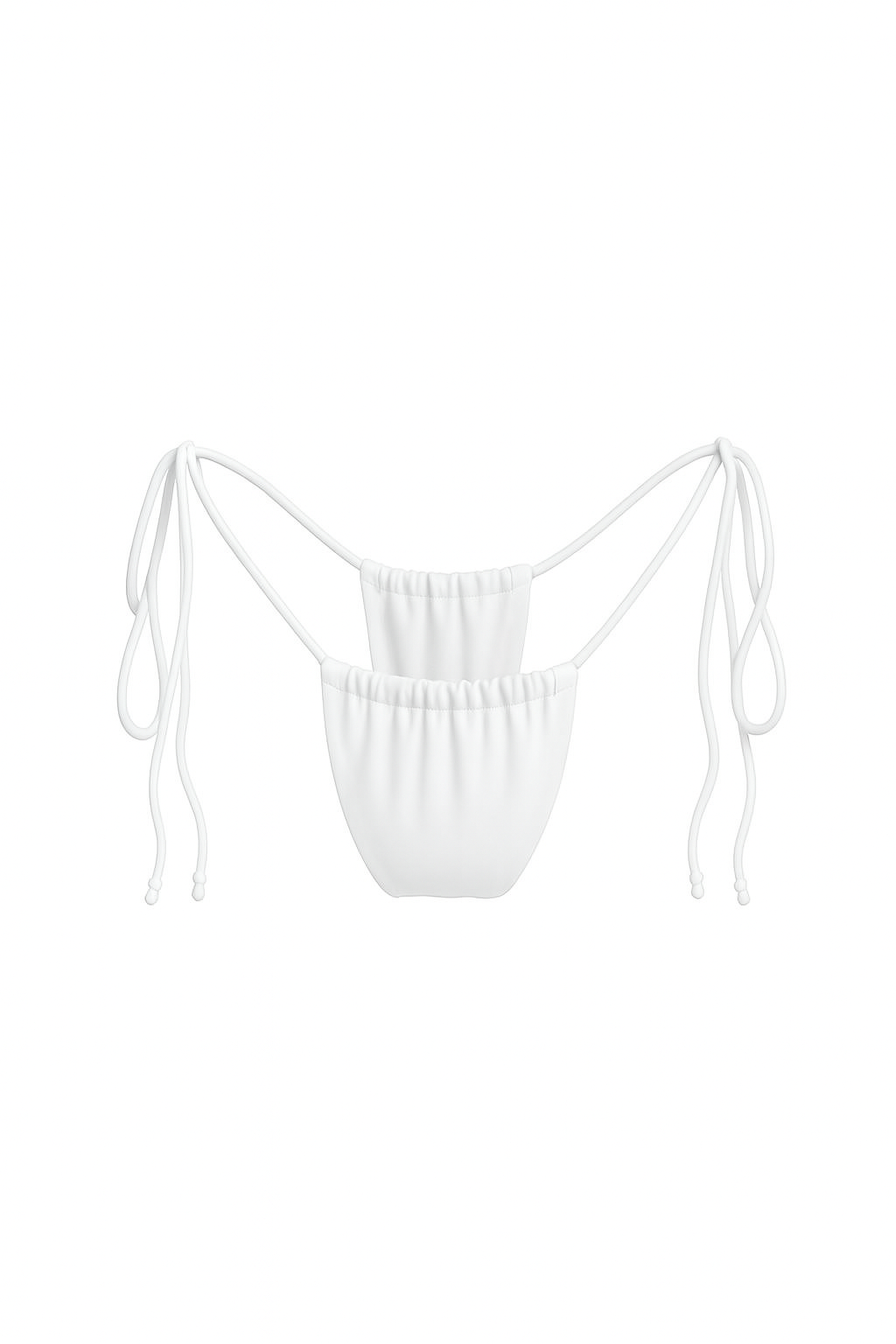 White Tie-Side Ruched Bikini Bottom