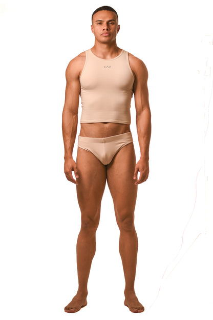Beige Tank Brief Set