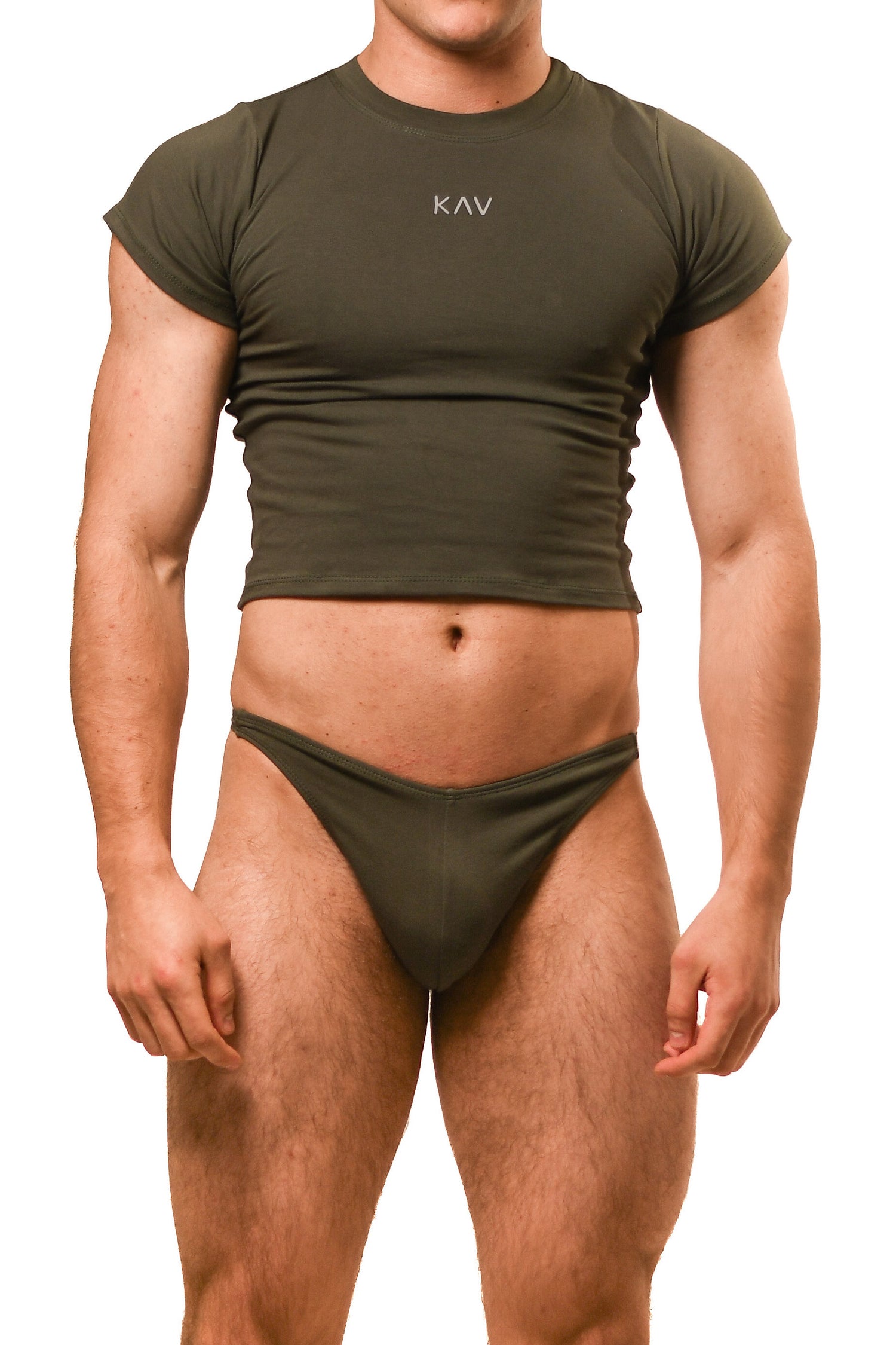 Dark Green Baby Tee Thong Set