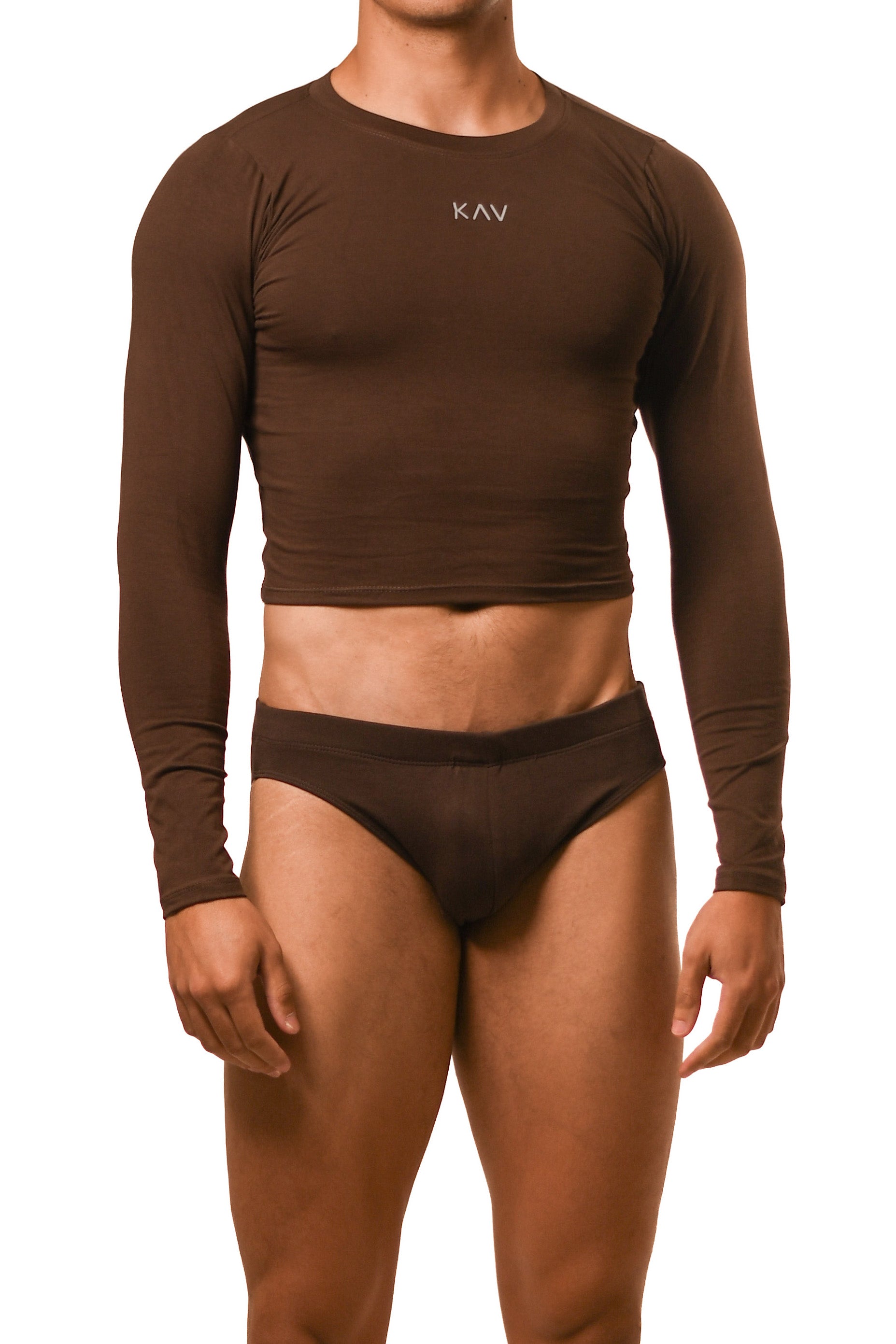 Brown Long Sleeve Magnet Brief Set
