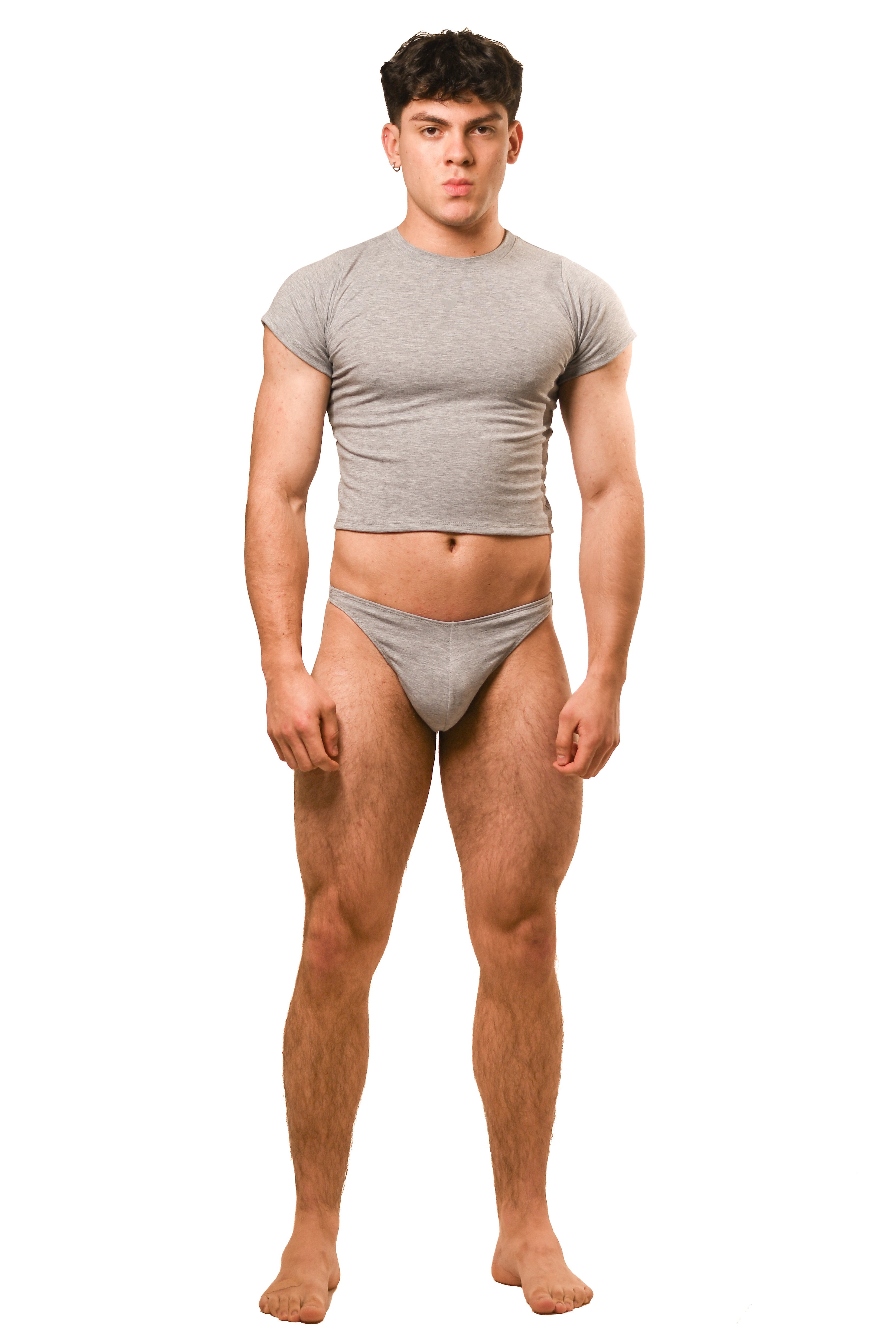 Gray Baby Tee Thong Set