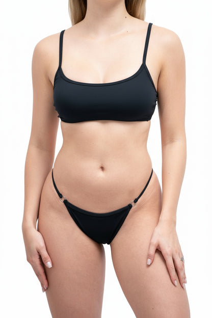 Black Two Piece G-String Scoop Bikini
