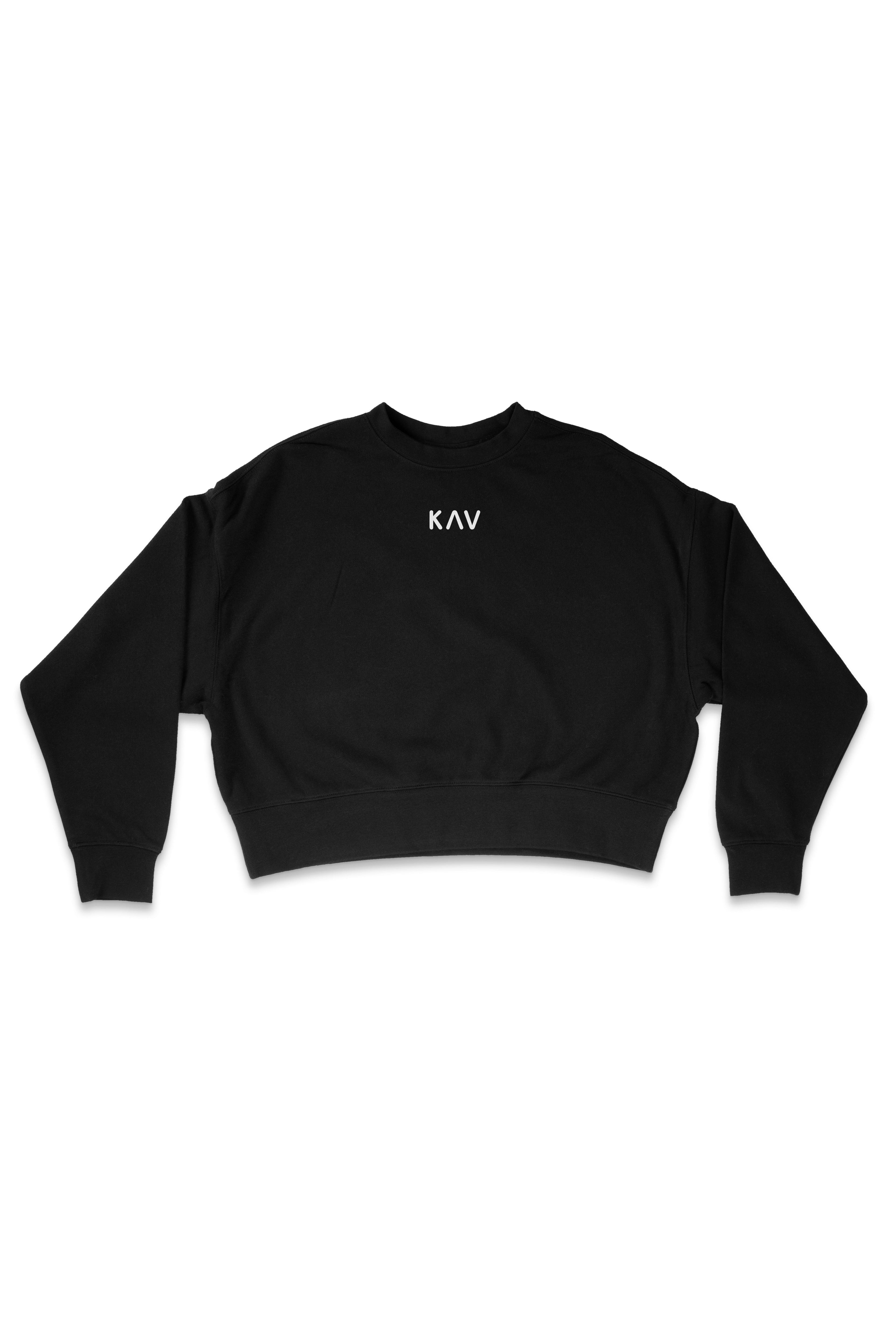 Black Crop Crew Sweater