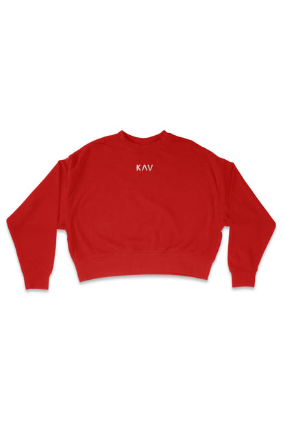 Red Crop Crew Sweater