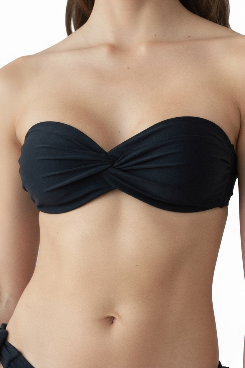 Black Tie Strapless Bikini Top
