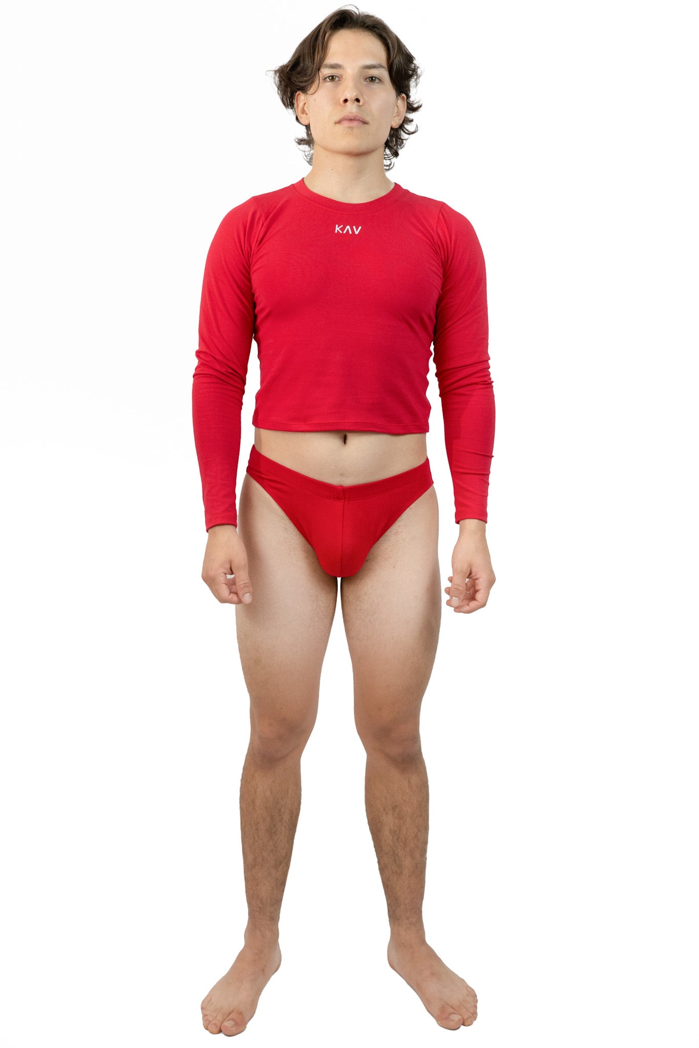 Red Long Sleeve Magnet Brief Set