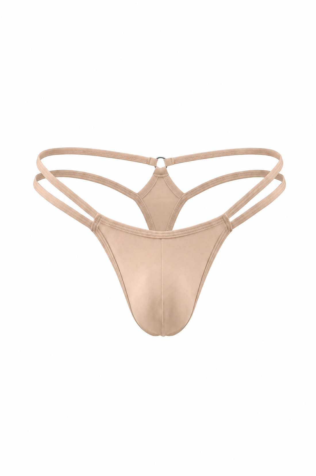 Beige Men Double String G-String Thong