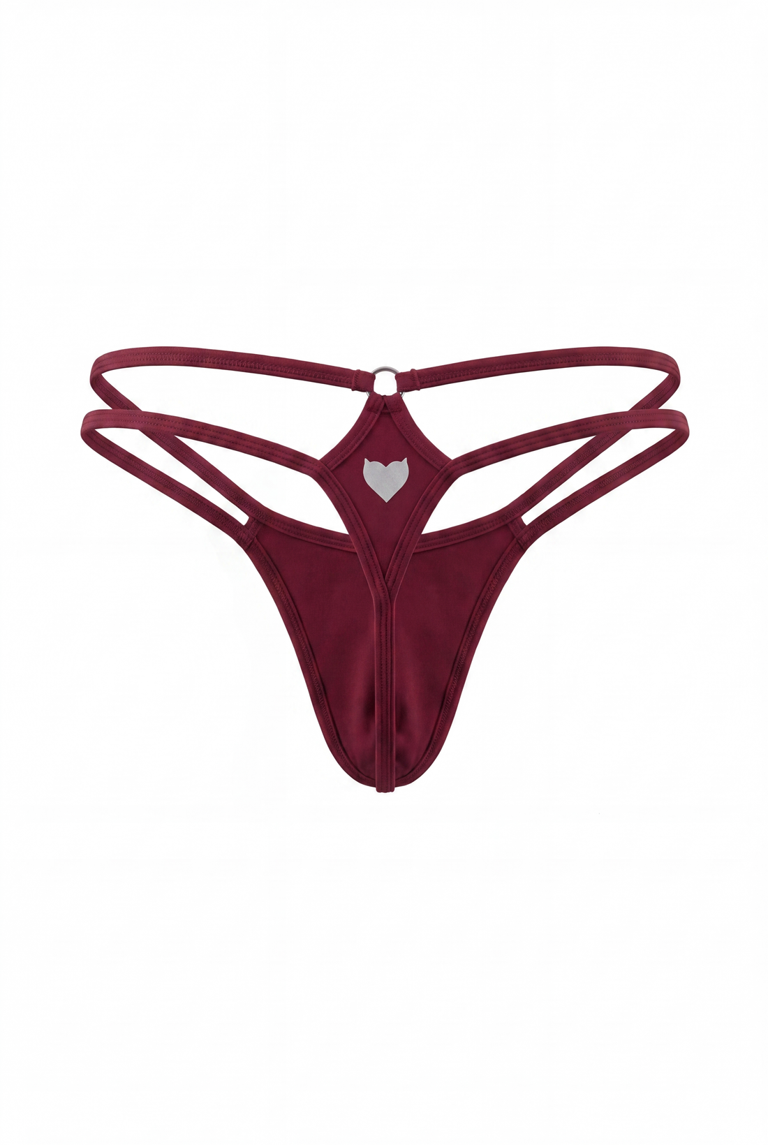 Dark Red Men Double String G-String Thong