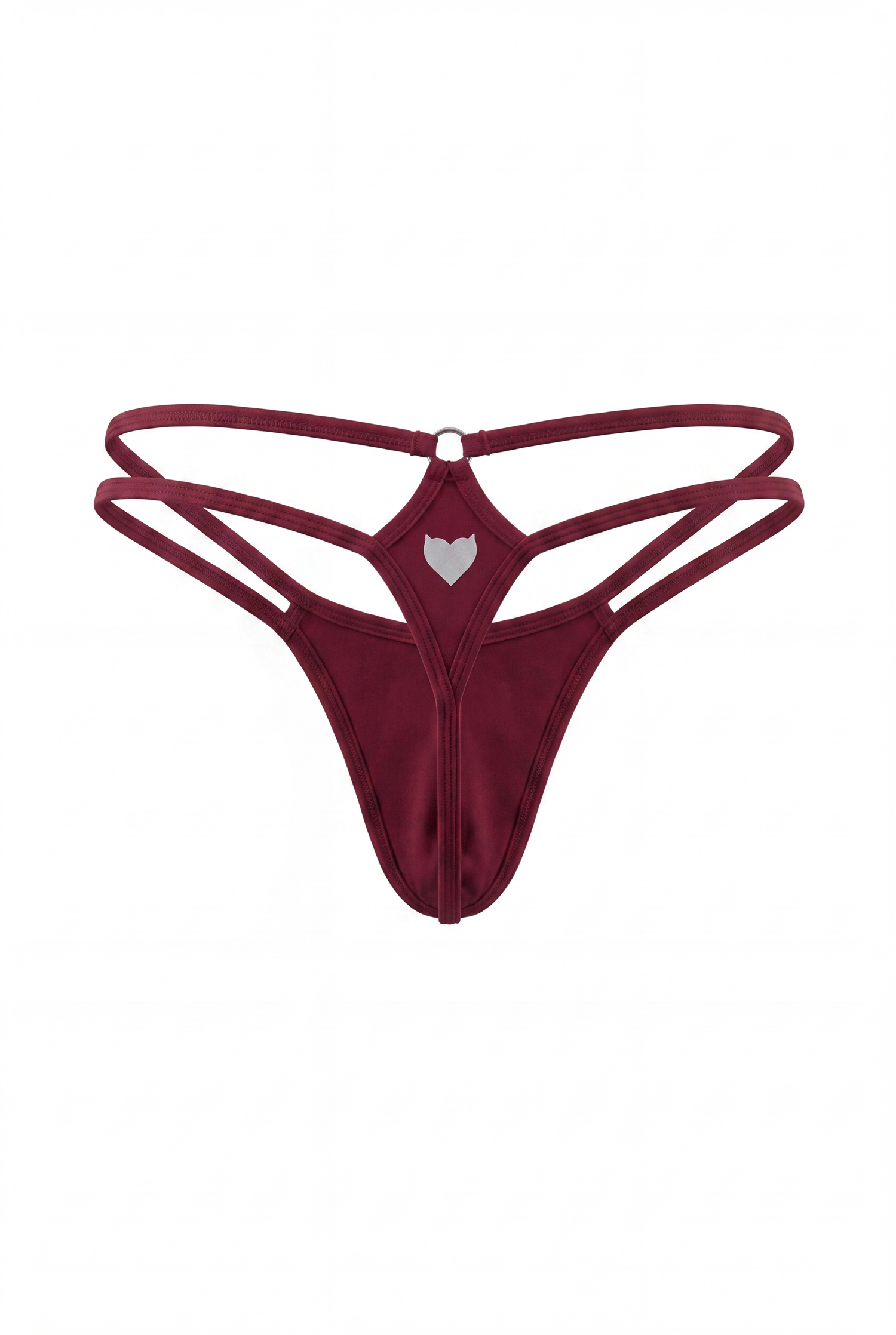 Dark Red Men Double String G-String Thong
