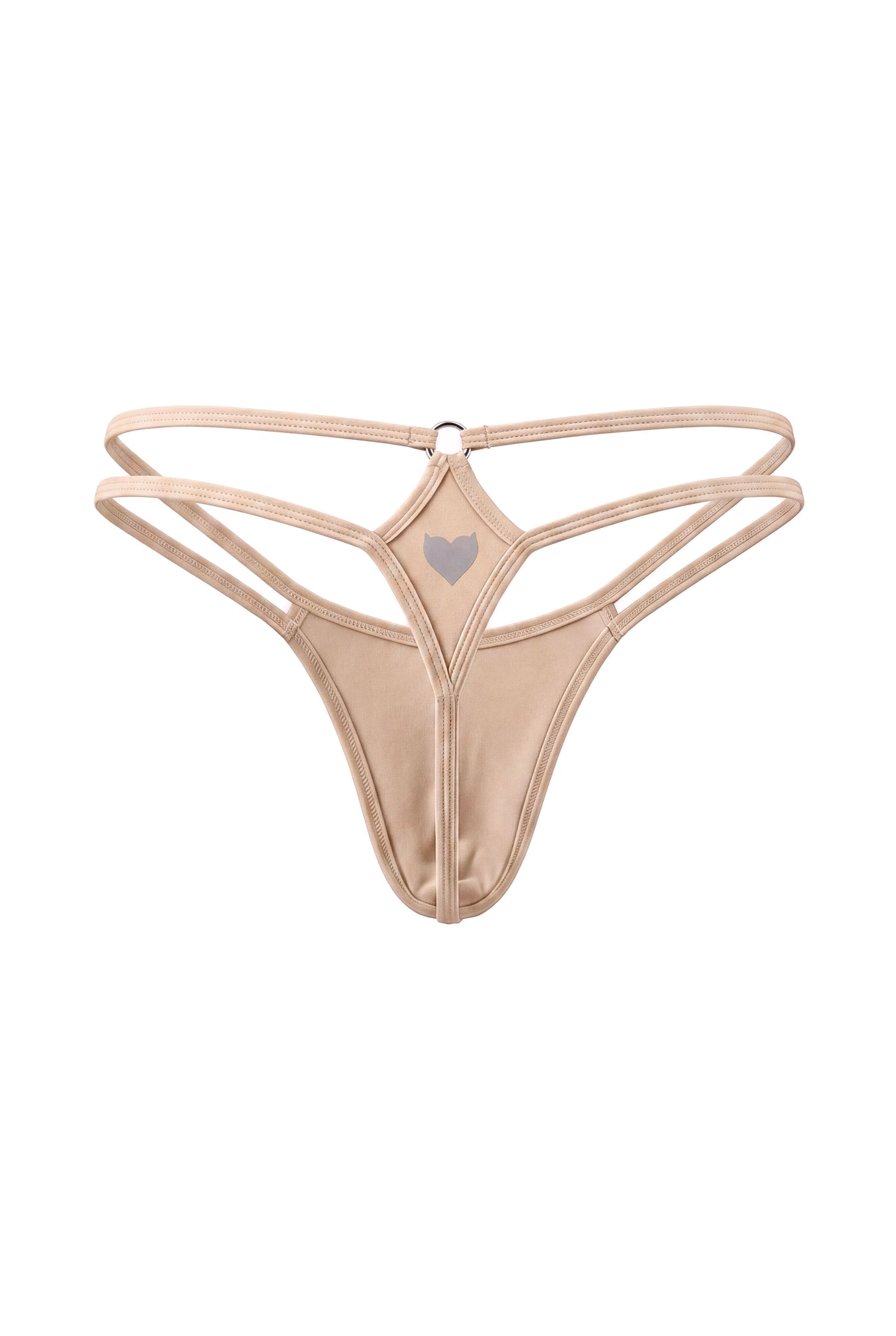 Beige Men Double String G-String Thong
