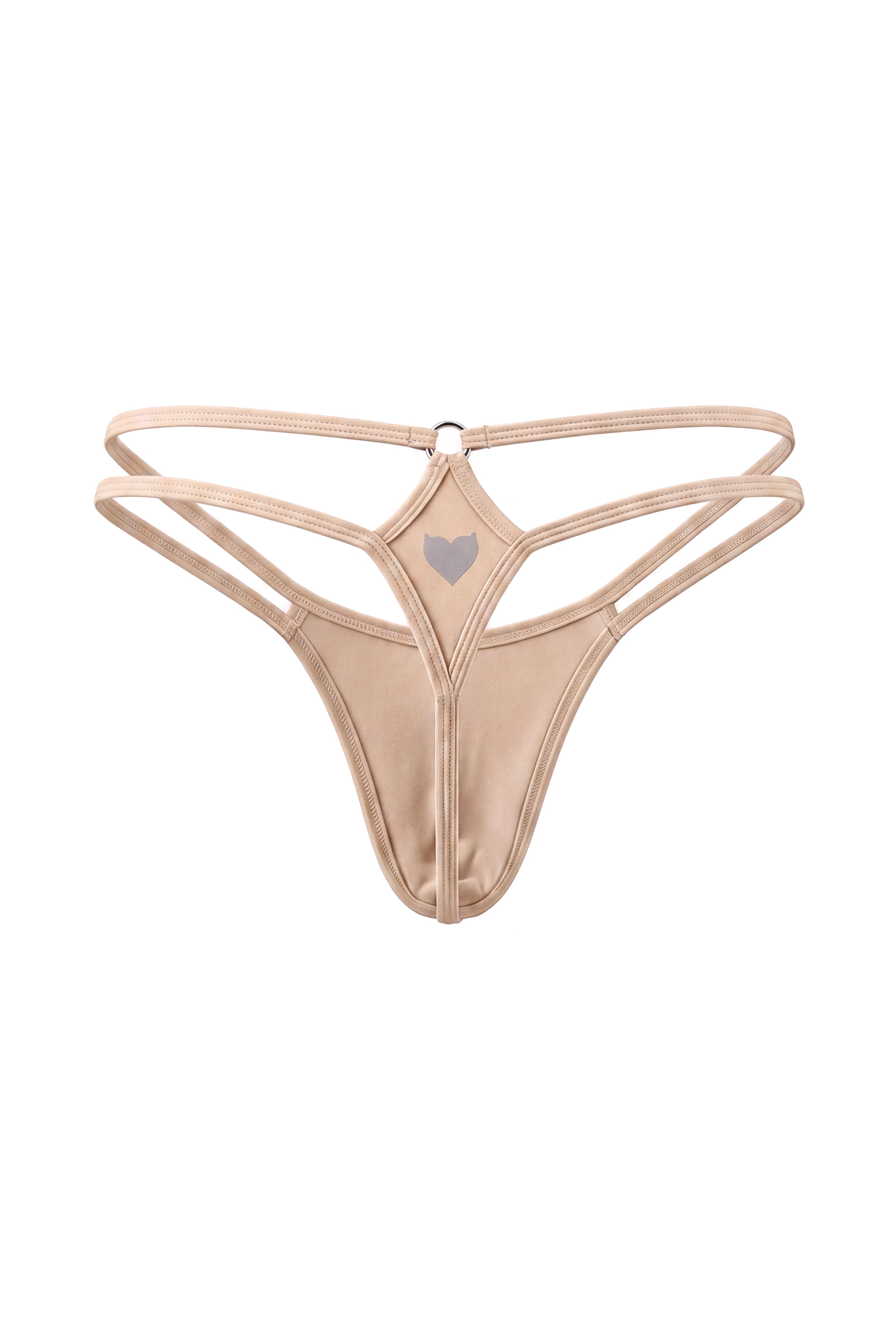Beige Men Double String G-String Thong