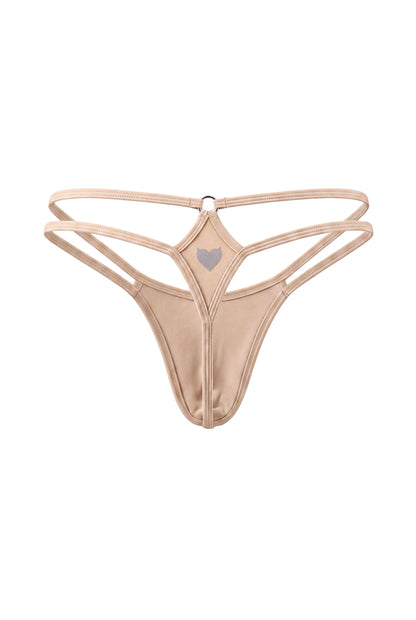 Beige Men Double String G-String Thong