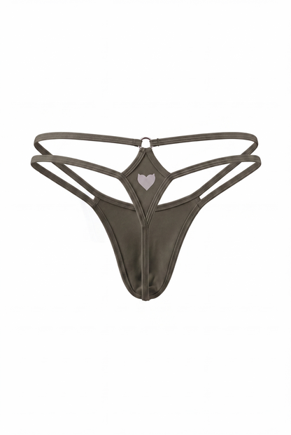 Dark Green Men Double String G-String Thong