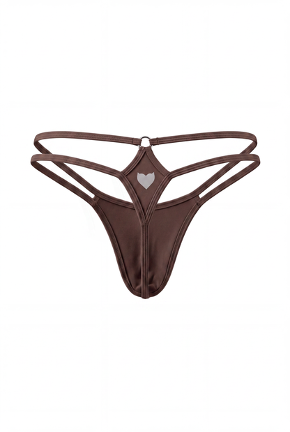 Dark Brown Men Double String G-String Thong